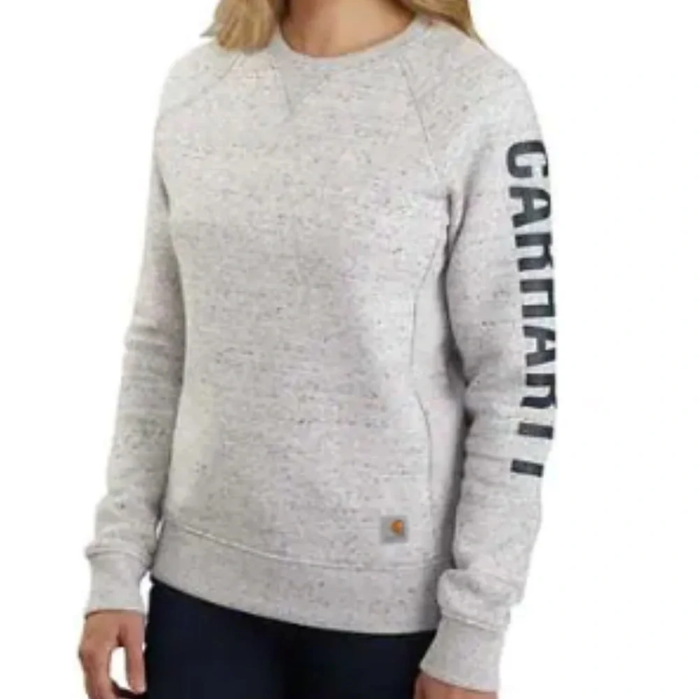 Relaxed Fit Midweight Crewneck Block Logo Sleeve Graphic Sweatshirt size small - Picture 1 of 5